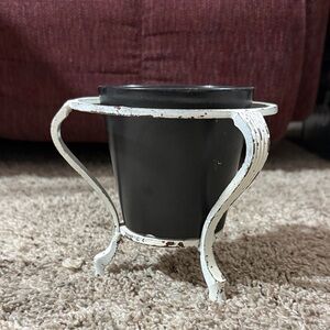 Black Metal Planter with White Stand